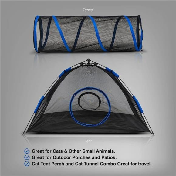6-in-1 Cat Tent w/ Tunnel for Outdoor Cat Enclosures, Portable Playpen Play Tent - Picture 5 of 6
